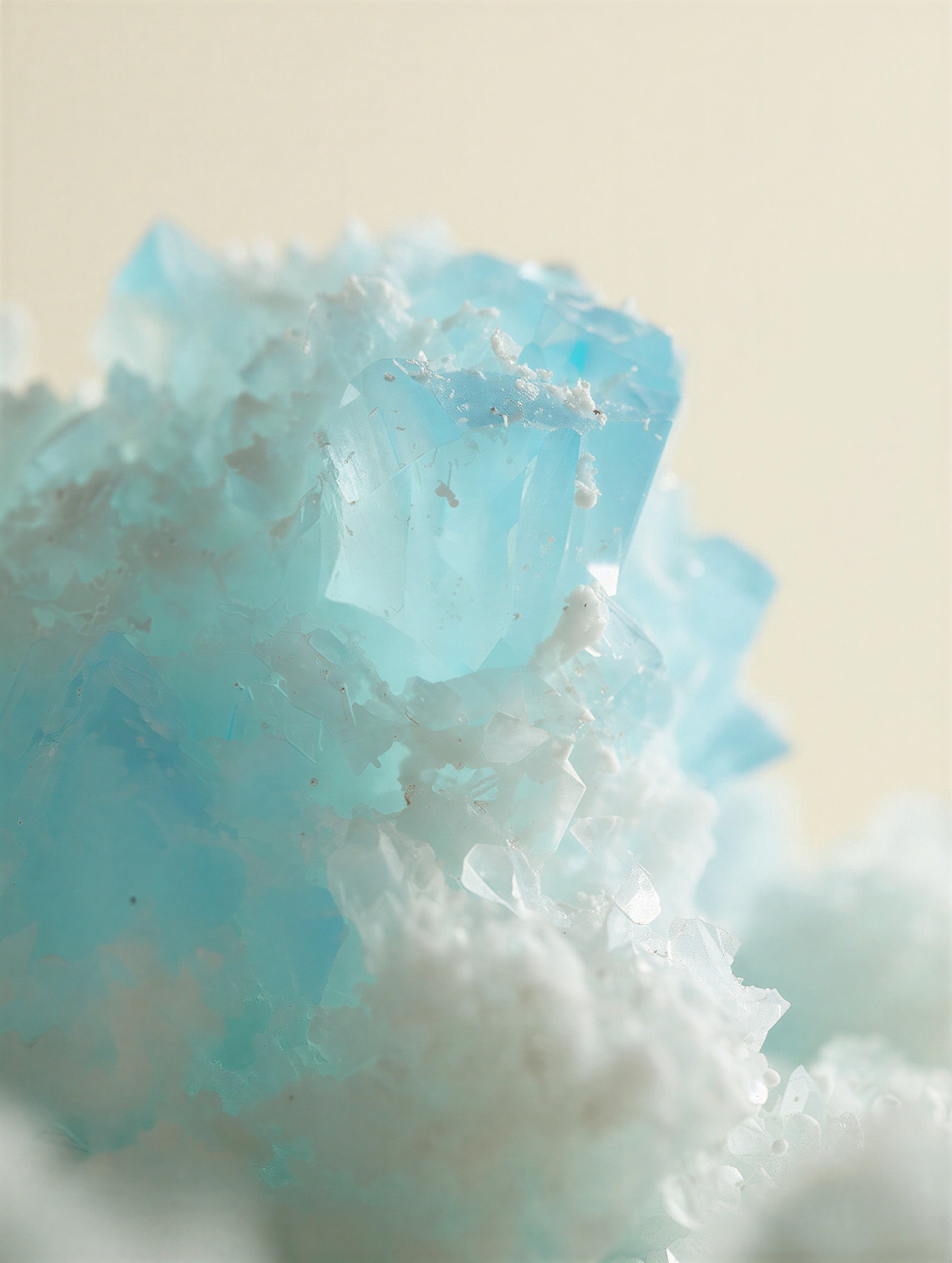 Menthol crystals close-up — white translucent crystals